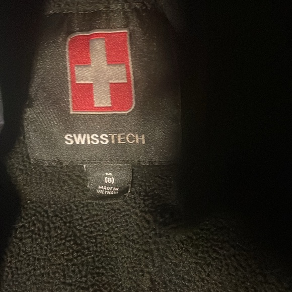 SwissTech Girls Hooded Puffer Coat. Black and green. Good condition.Size 8. - Picture 4 of 6